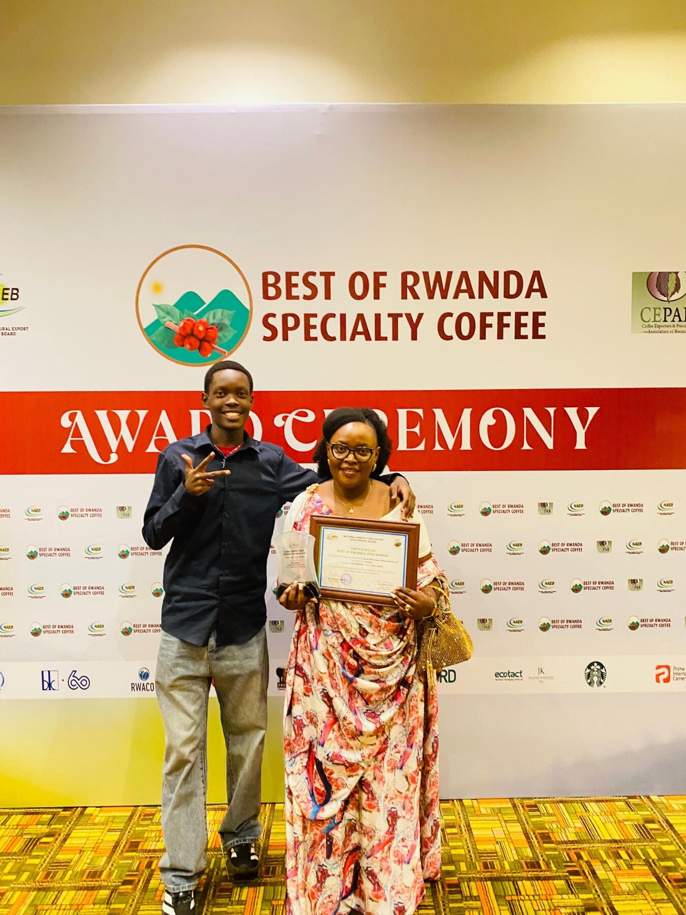 Great Coffee Farmers representative receiving an award